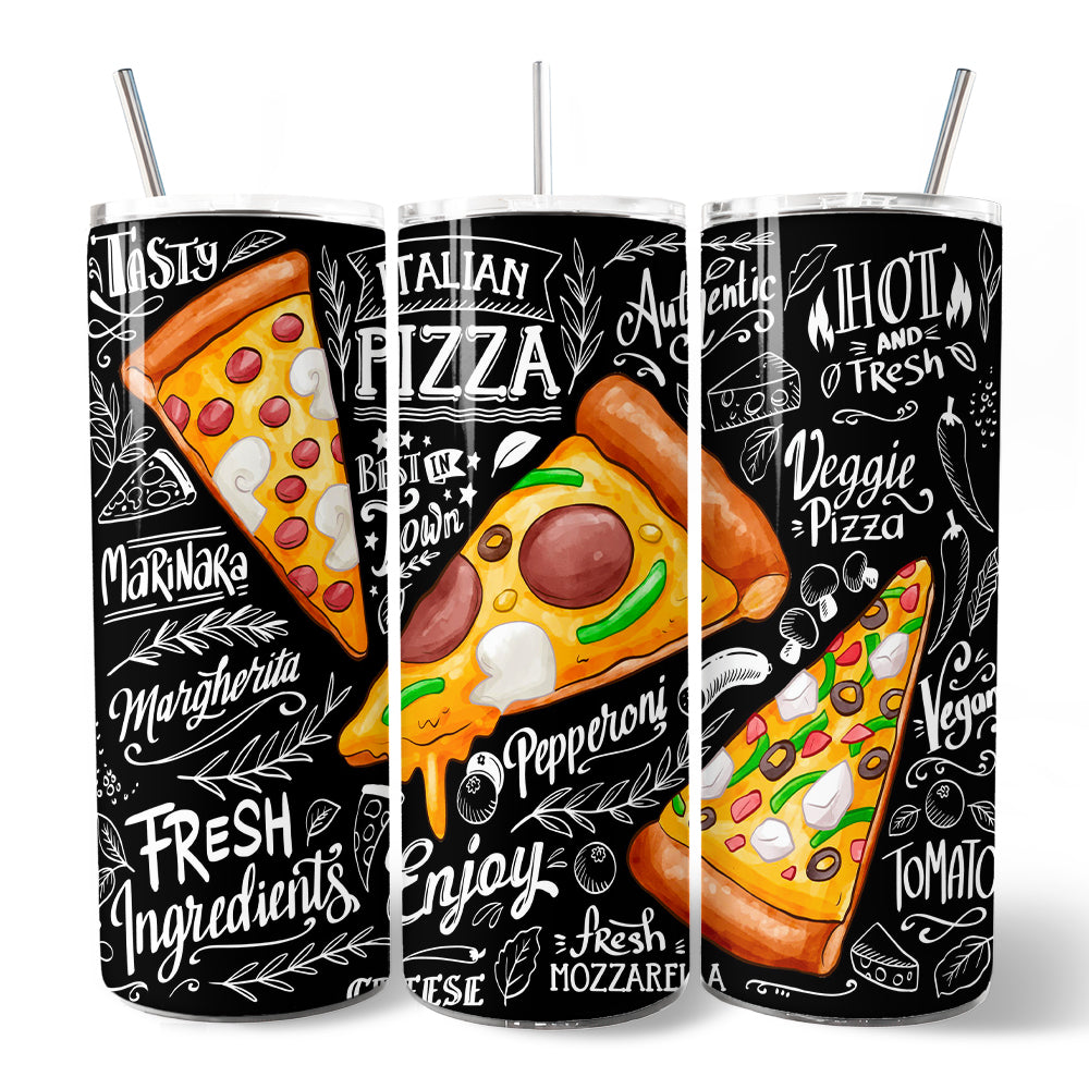 Pizza Slice Chalk Art 20oz Stainless Steel Travel Tumbler Cup