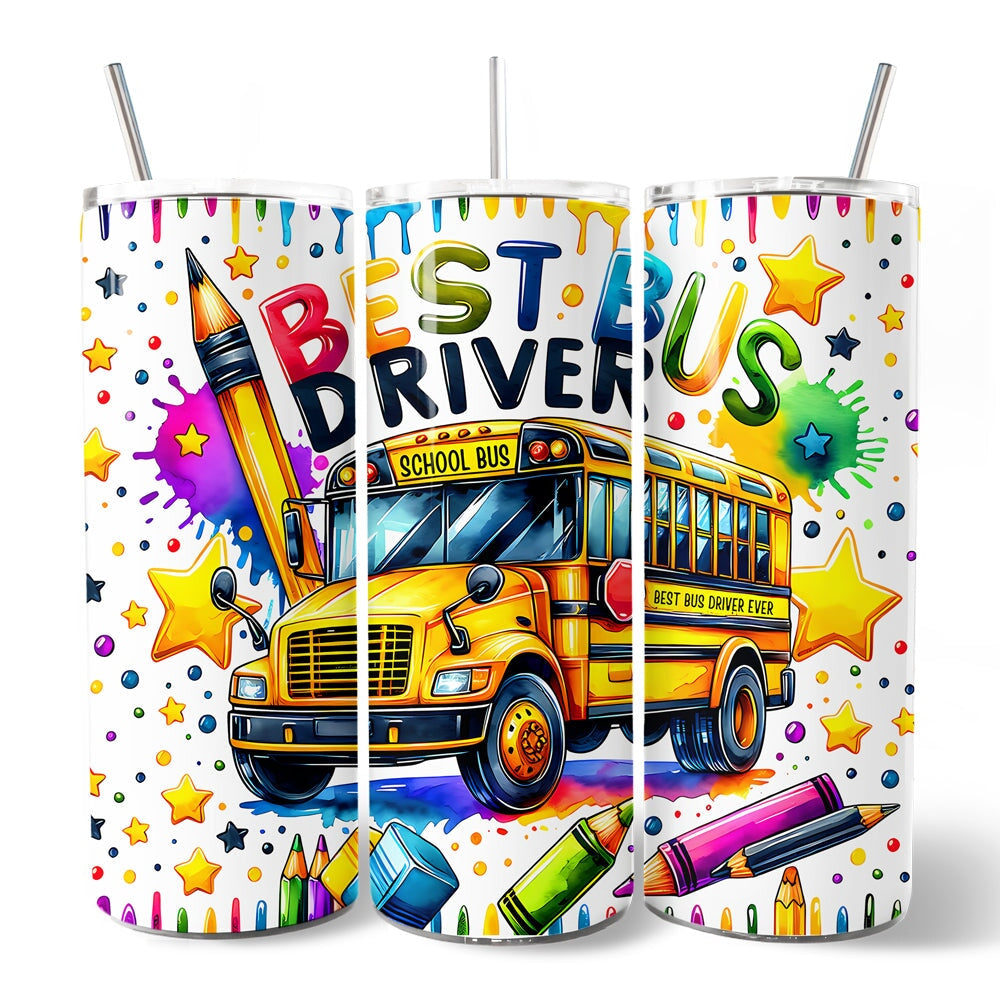 Personalized Best Bus Driver 20oz Tumbler School Staff Gift
