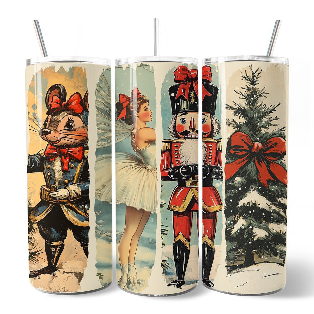 Personalized Nutcracker 20oz Tumbler, Coquette Bow Christmas Cup