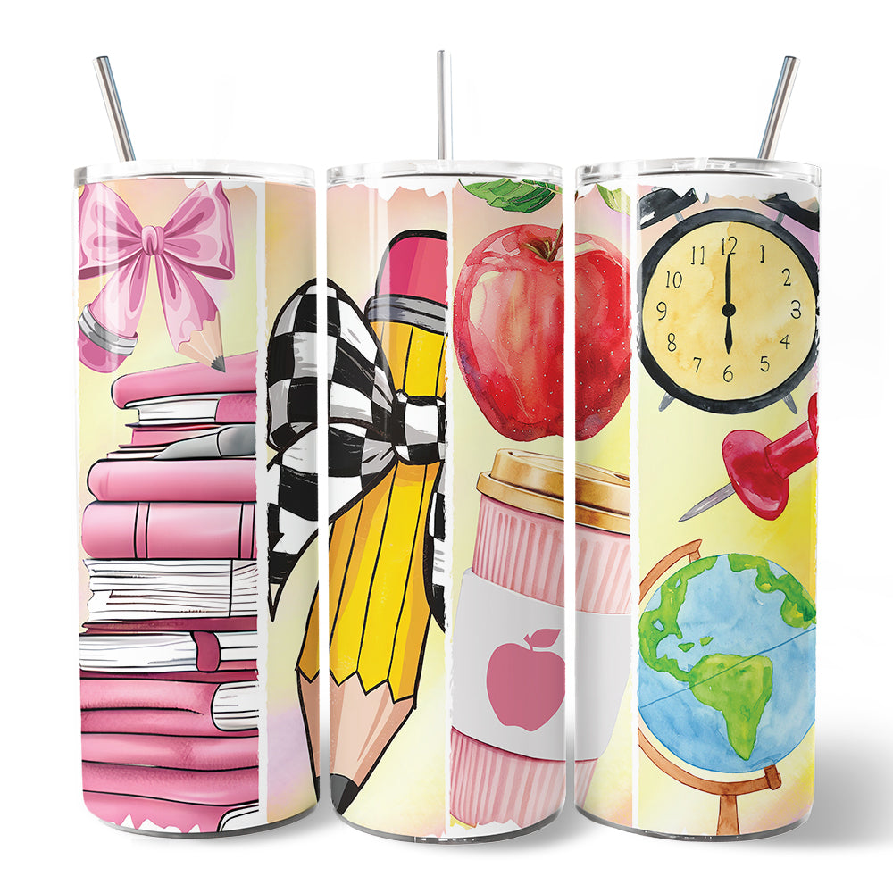 Retro Coquette Pink 20oz Personalized Teacher School Tumbler