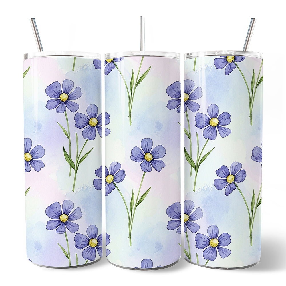 Delicate Blue Wildflower 20oz Stainless Steel Travel Tumbler
