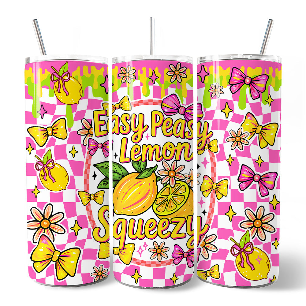 Easy Peasy Lemon Squeezy 20oz Personalized Tumbler with Straw