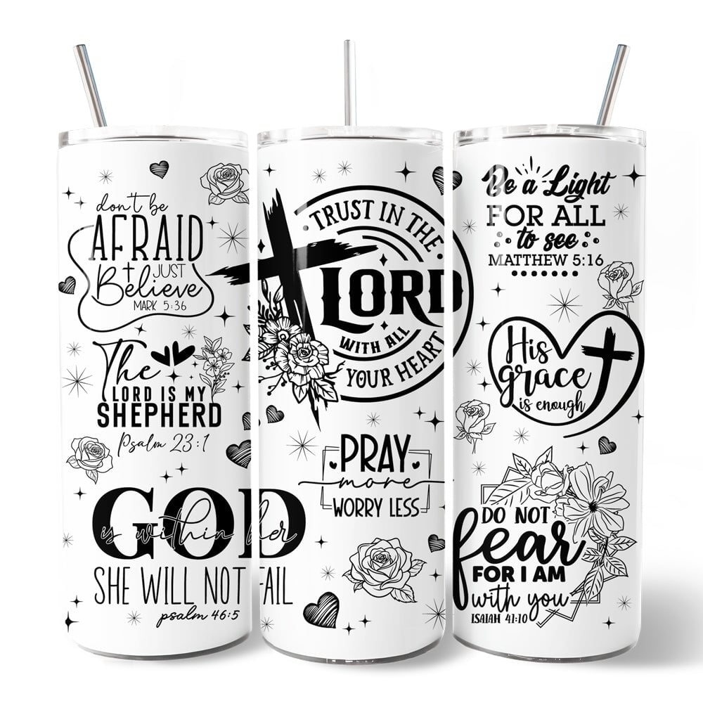 Floral Cross Bible Verse 20oz Personalized Christian Tumbler