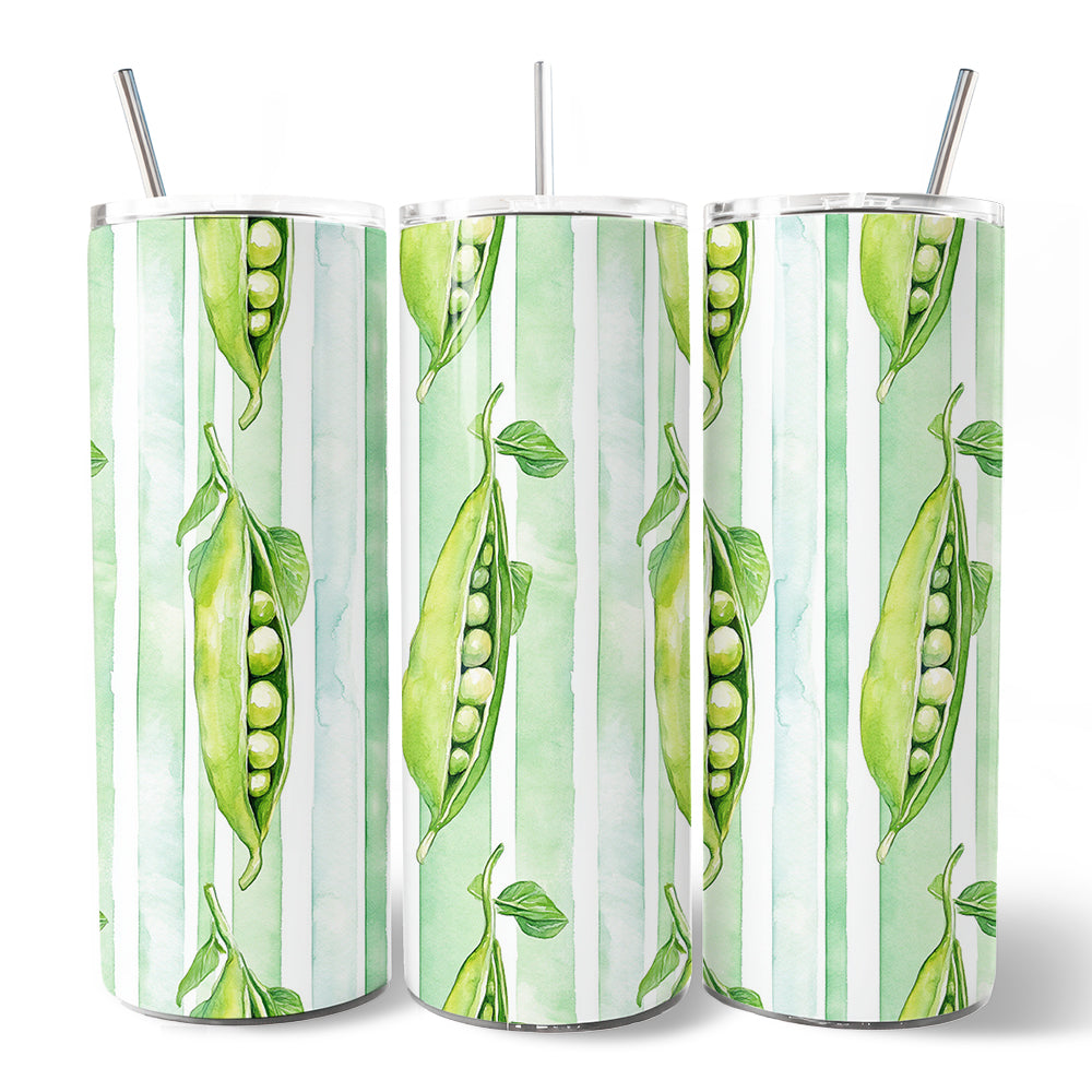 Fresh Green Pea Pod 20oz Personalized Watercolor Travel Tumbler