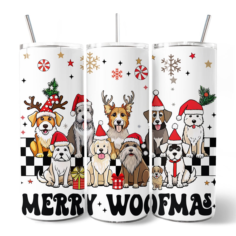 Funny Merry Woofmas Personalized 20oz Tumbler with Straw