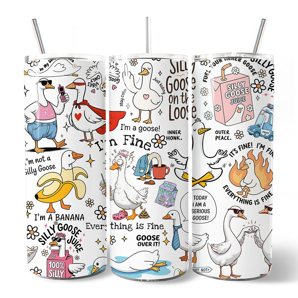 Funny Silly Goose 20oz Tumbler with Lid and Stainless Straw