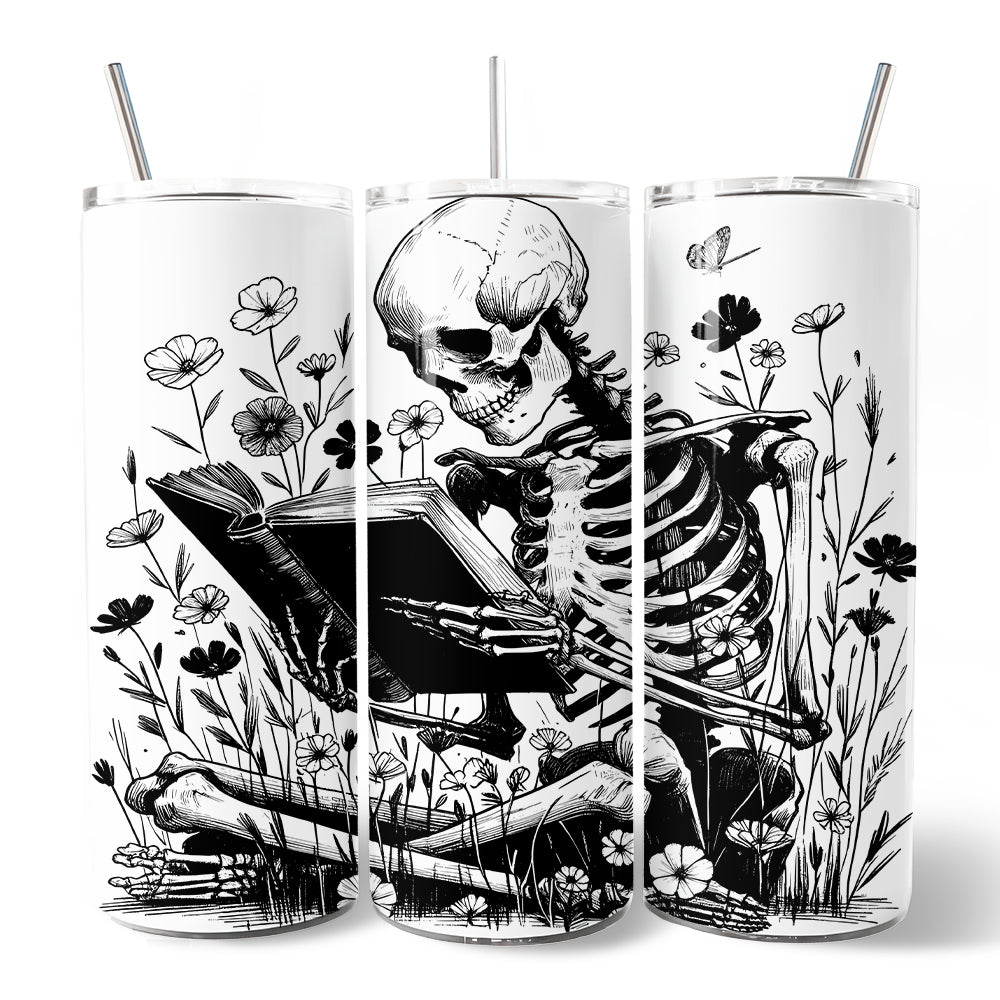 Gothic Reading Skeleton 20oz Stainless Steel Travel Tumbler