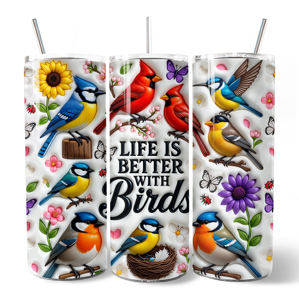 Life Is Better With Birds 20oz Personalized Tumbler for Birdwatchers