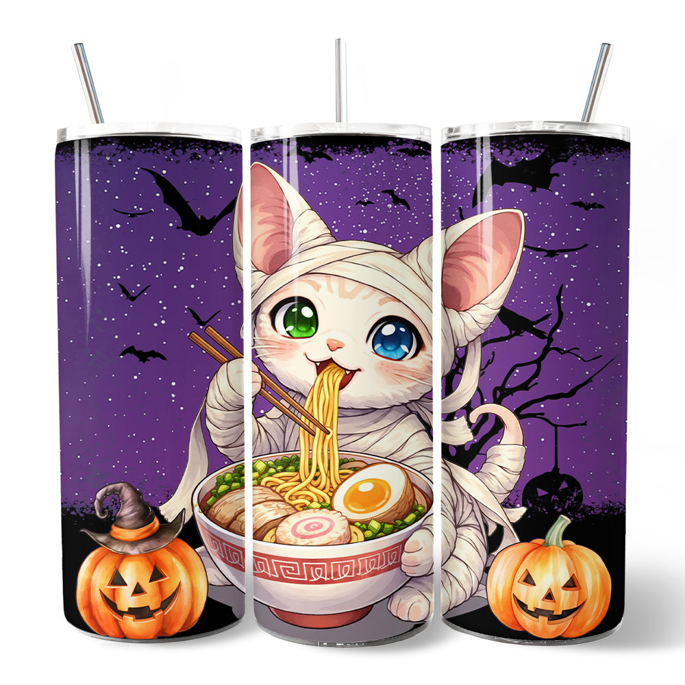 Kawaii Halloween Ramen Sphynx Cat 20oz Stainless Steel Tumbler