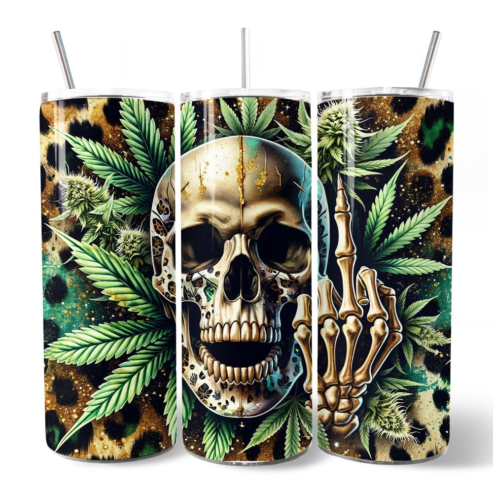 Leopard Skull Weed 20oz Personalized Tumbler - Gothic Style Gift