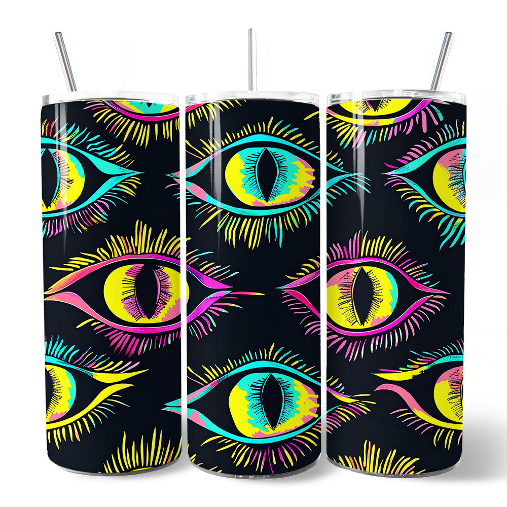 Neon Evil Eye 20oz Stainless Steel Tumbler, Modern Mystical Cup