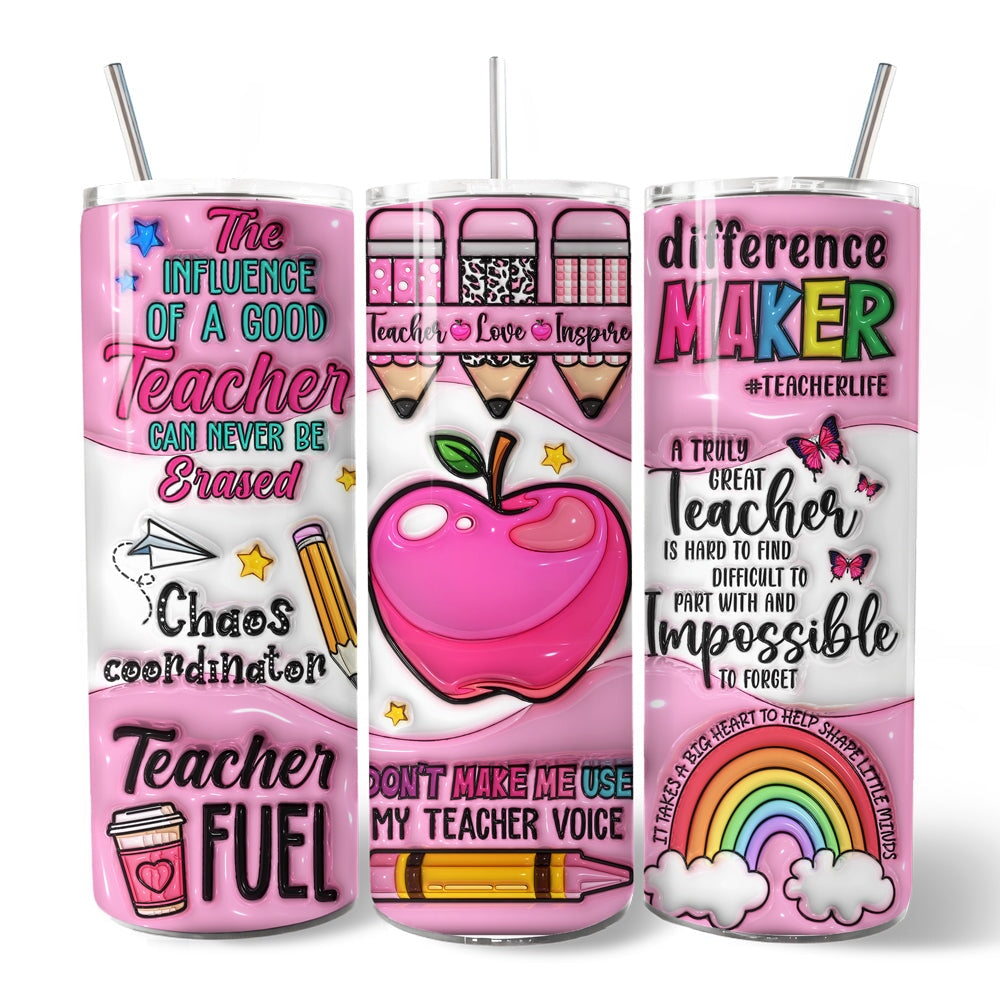 Pink Teacher Life 20oz Personalized Tumbler with Stainless Straw