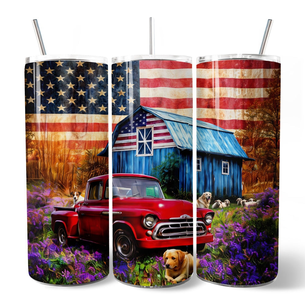 Rustic Old Red Truck Christmas 20oz Personalized Travel Mug
