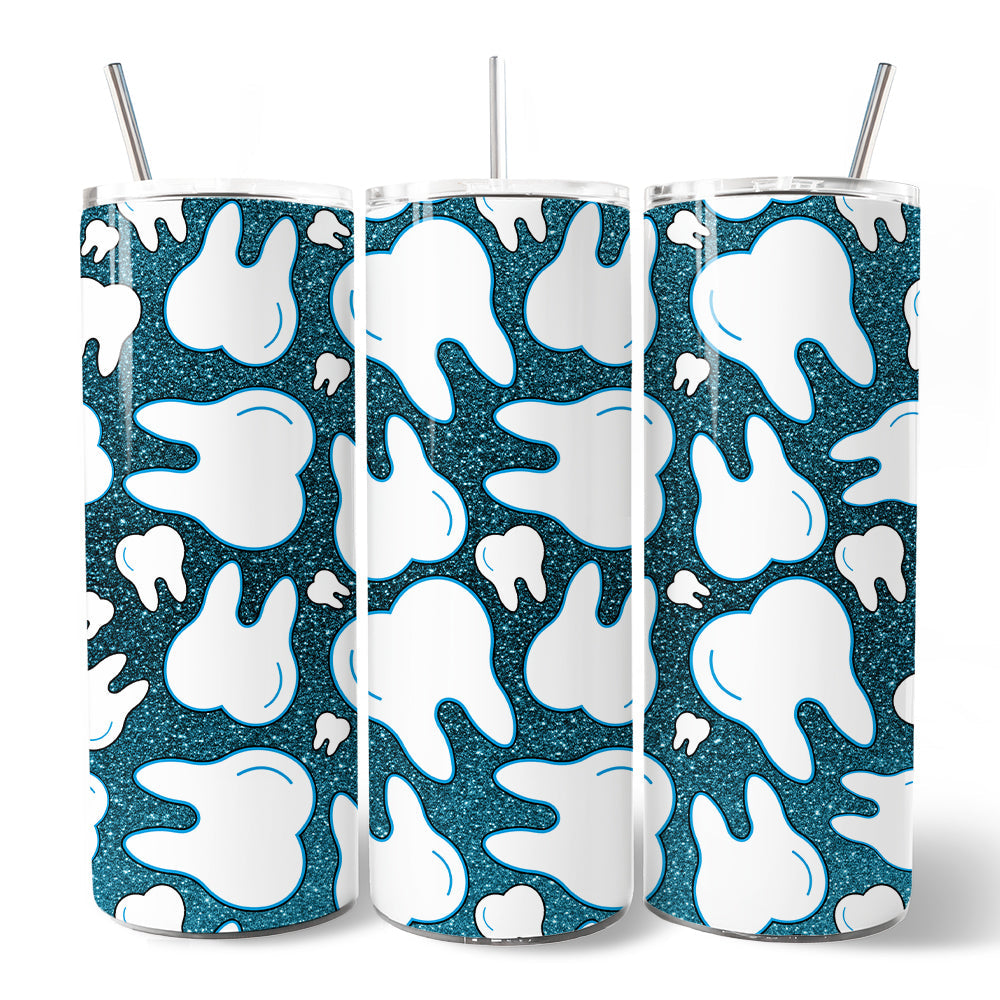 Sparkly Blue Tooth Pattern 20oz Stainless Steel Travel Tumbler