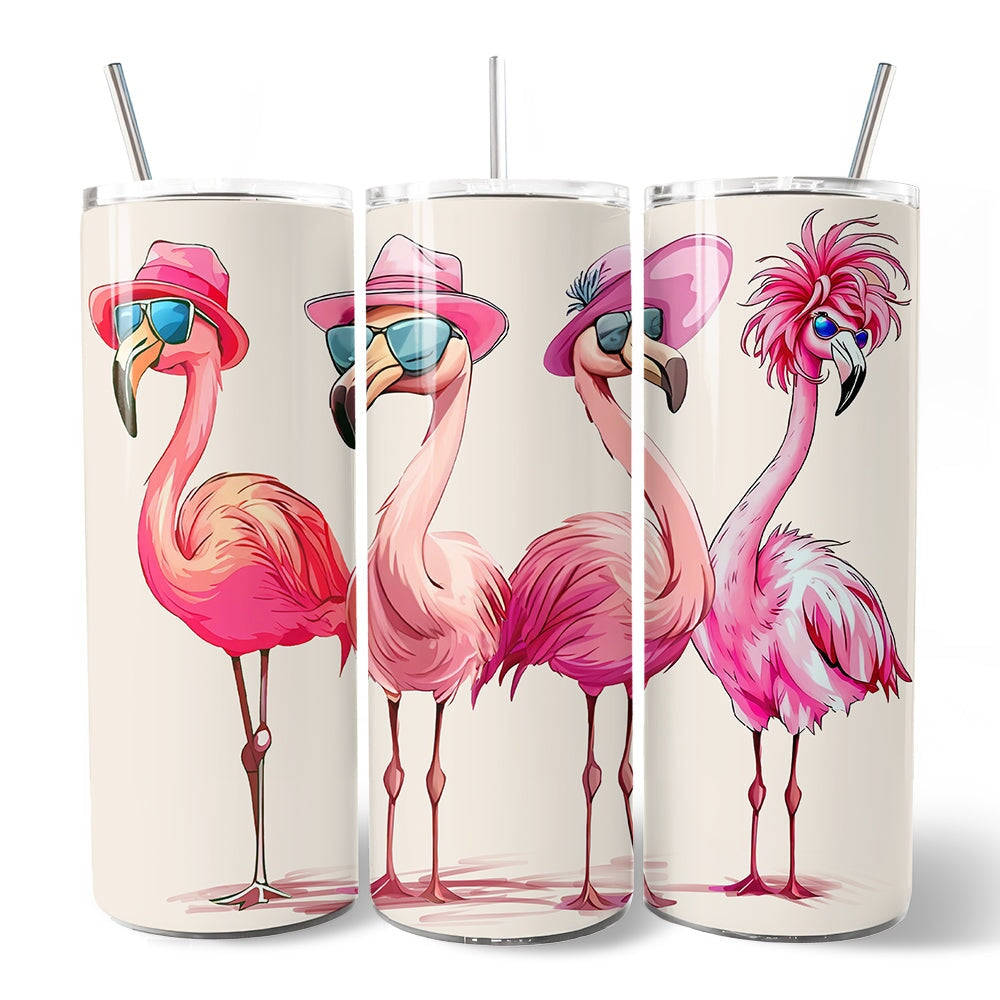 Tropical Flamingo 20oz Personalized Tumbler with Stainless Straw