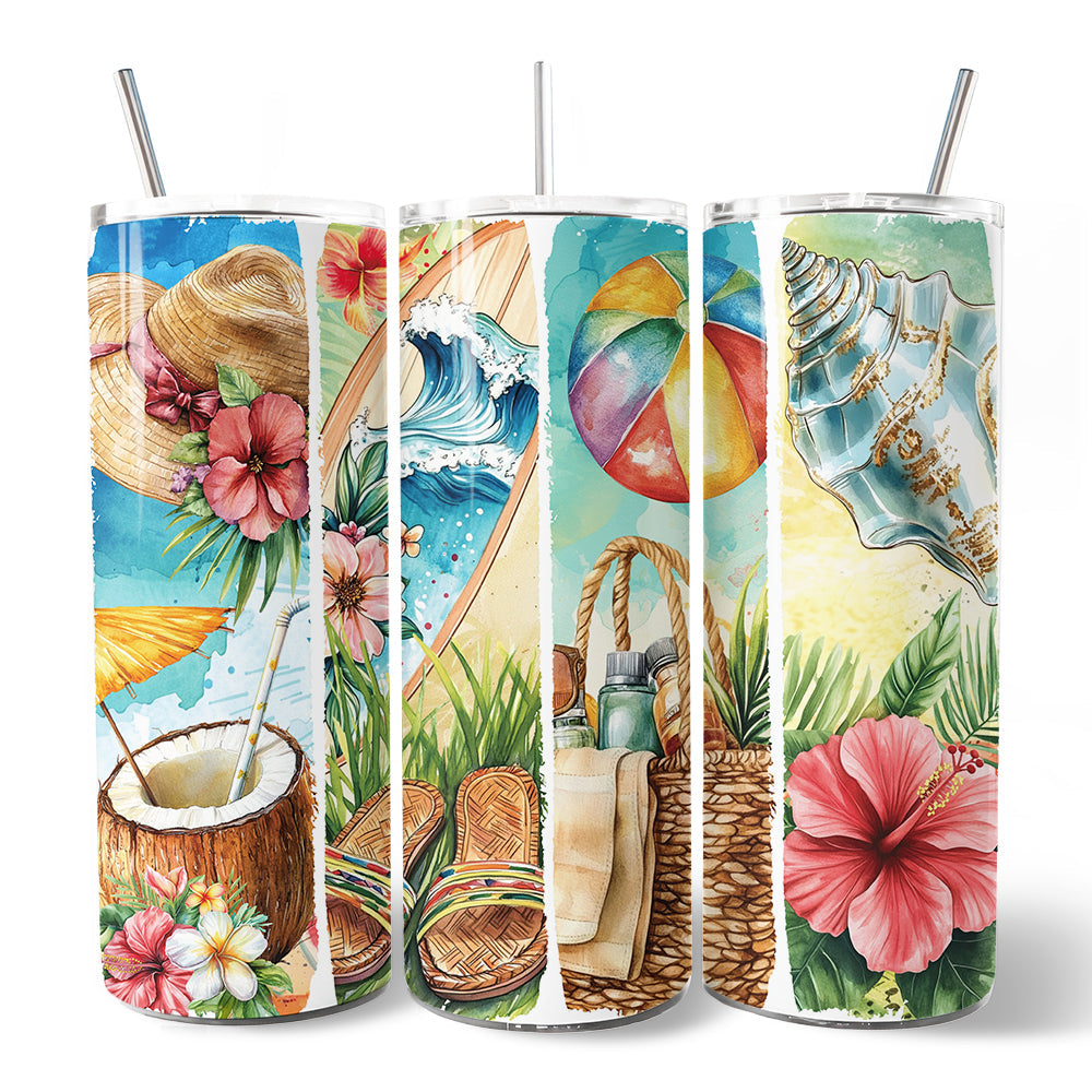 Summer Vibes Personalized 20oz Tumbler with Beach Theme