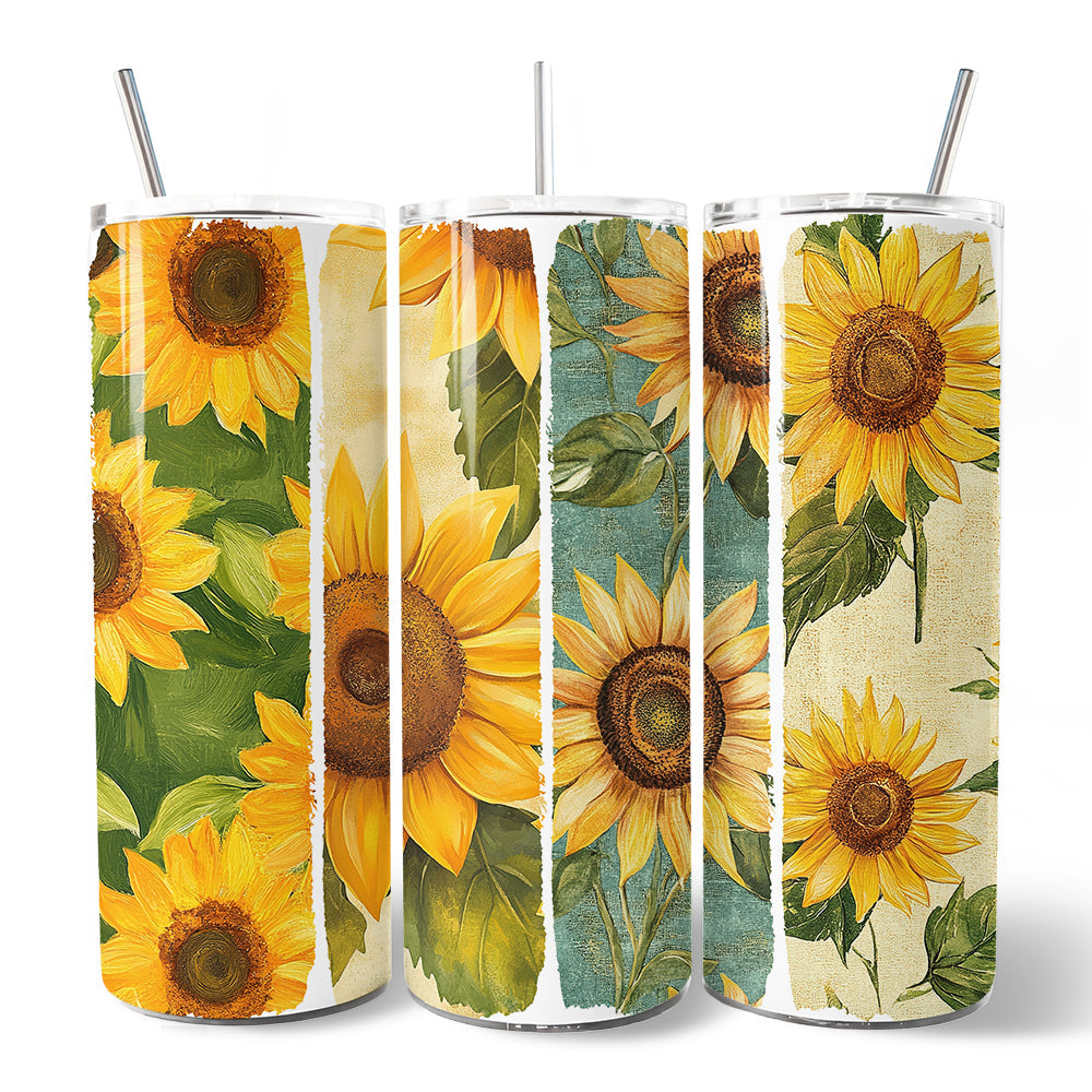 Personalized Sunflower 20oz Tumbler with Straw, Beach Travel Cup