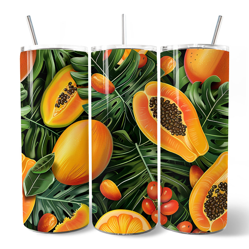 Tropical Papaya Mango Citrus 20oz Personalized Tumbler with Straw