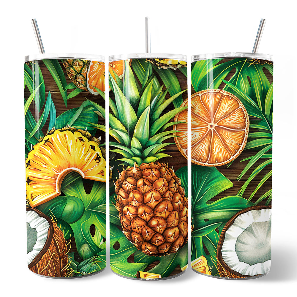 Tropical Pineapple Citrus and Coconut 20oz Personalized Tumbler