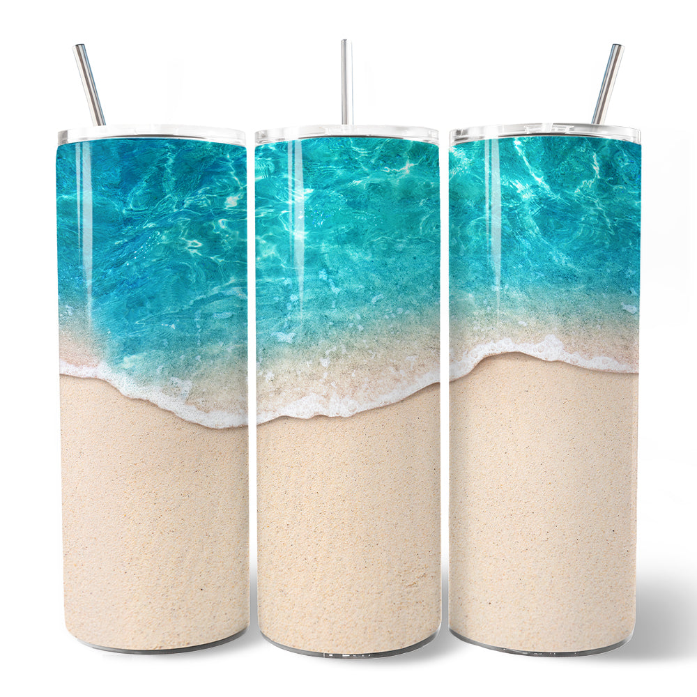 Turquoise Ocean Shore 20oz Personalized Stainless Steel Tumbler