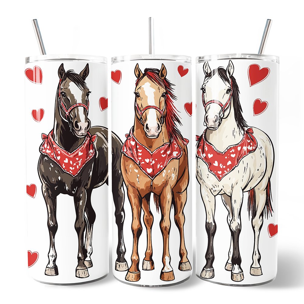 Valentine Horses Western Tumbler 20oz Personalized Travel Mug