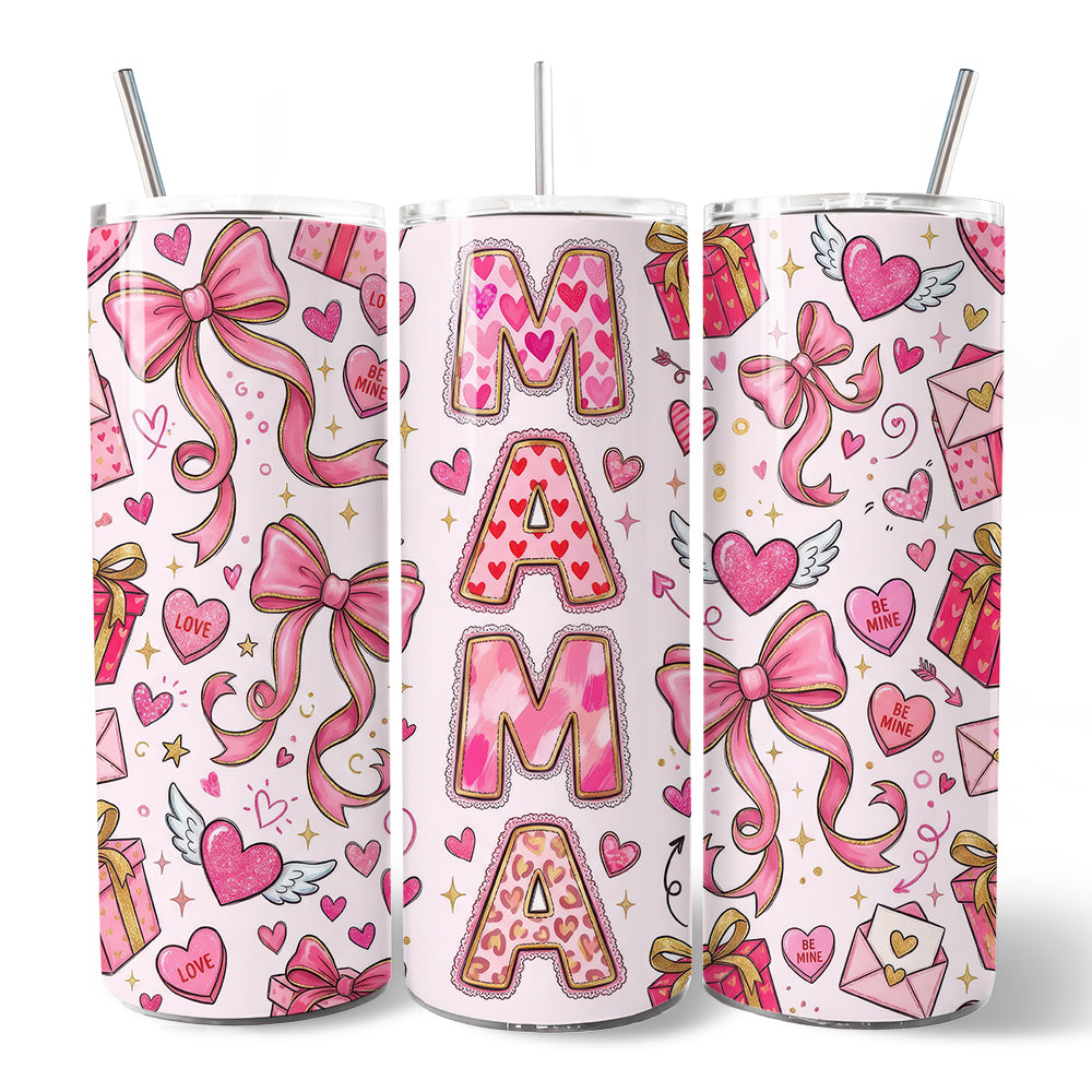 Valentine Mama Coquette Bow 20oz Stainless Steel Travel Tumbler