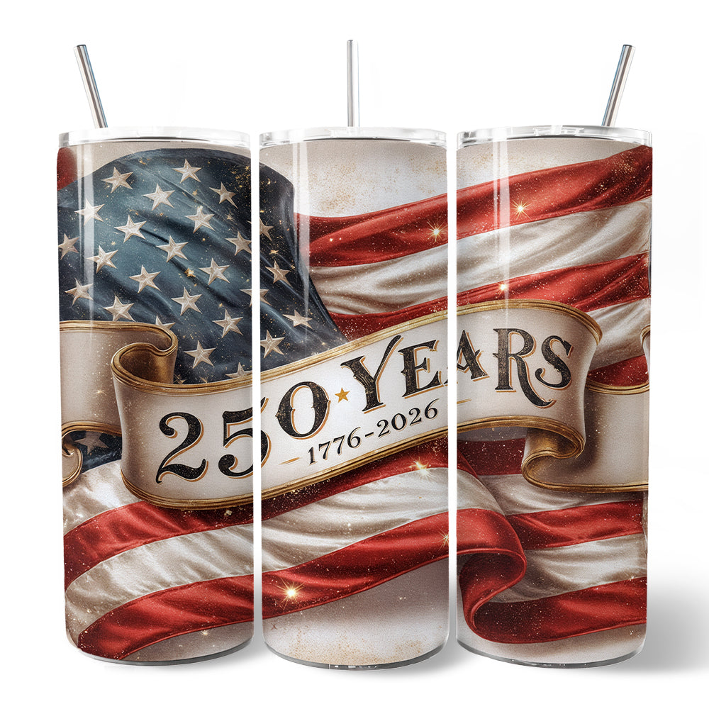 Vintage 250 Years American Flag 20oz Personalized Tumbler
