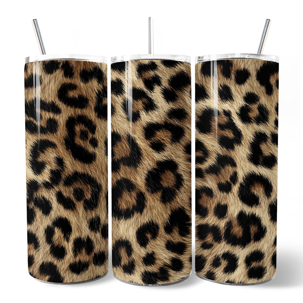 Leopard Print 20oz Stainless Steel Tumbler, Safari-Chic Travel Mug