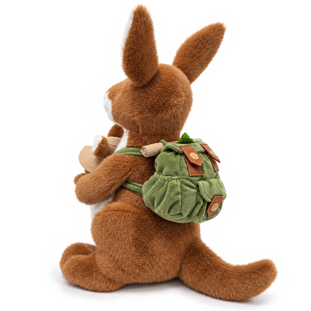 Roo & Joey Kangaroo Plushie, Adorable 14" Kangaroo with Baby Joey Stuffed Animal and Adventure Backpack
