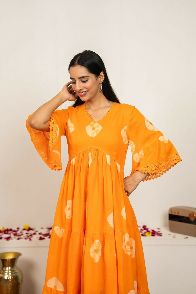 Orange Tie & Dye Cotton Dress