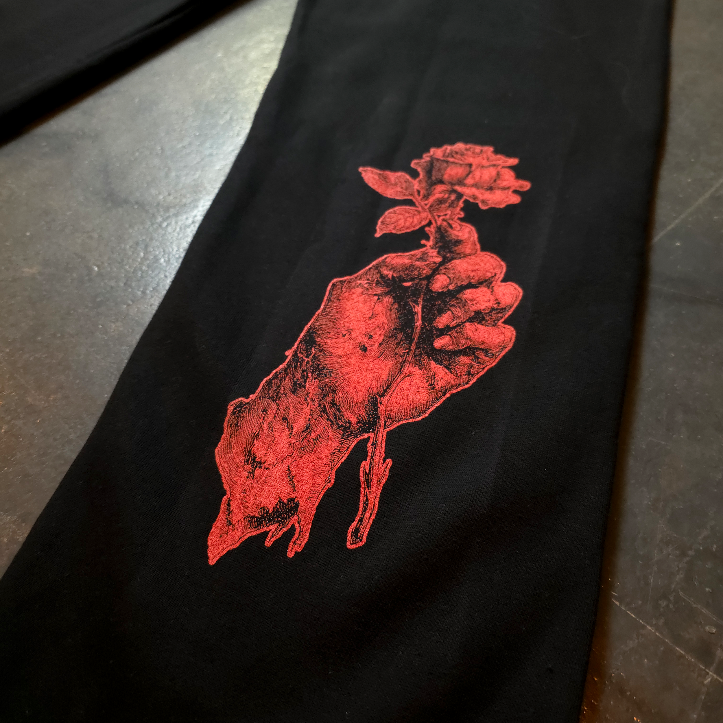 When Death Comes Heavyweight Fleece Sweatpants in Black and Red - Image 3