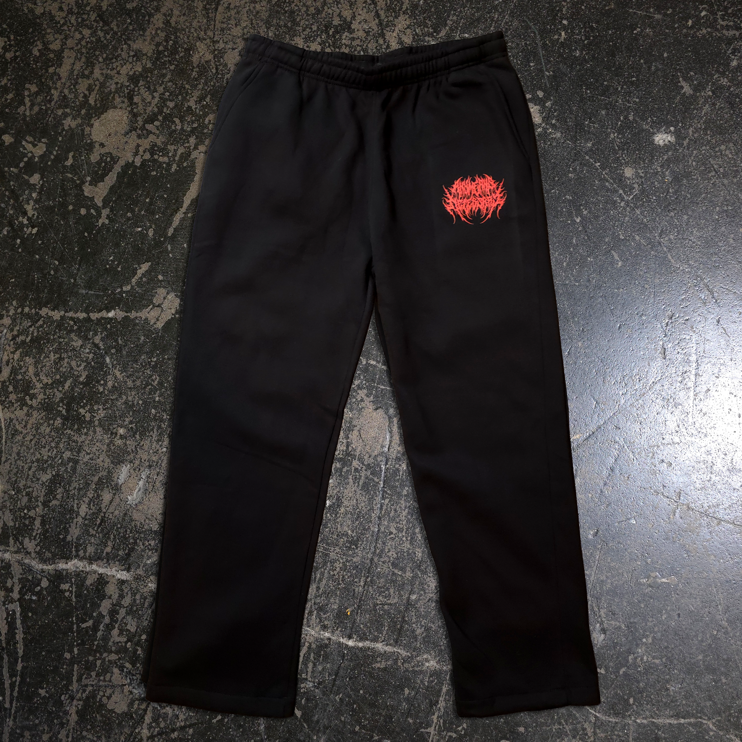 When Death Comes Heavyweight Fleece Sweatpants in Black and Red - Image 2