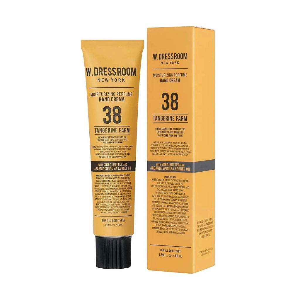 W.Dressroom No.38 Tangerine Farm perfume hand cream in a portable 1.69 fl oz tube
