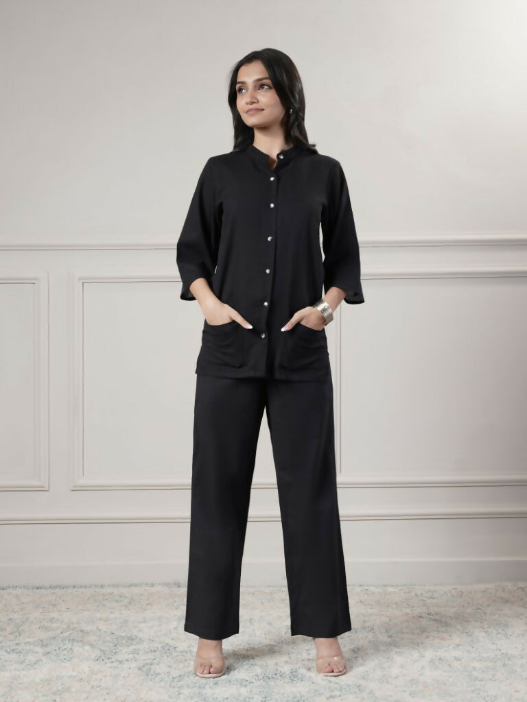 Joban Fashion Women's Black Top With Pant