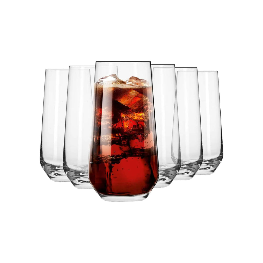 Krosno Tall Water Juice Drinking Glasses Set of 6 16.2 oz Splendour Collection Highball & Tumbler Crystal Glass Dishwasher Safe Made in Europe