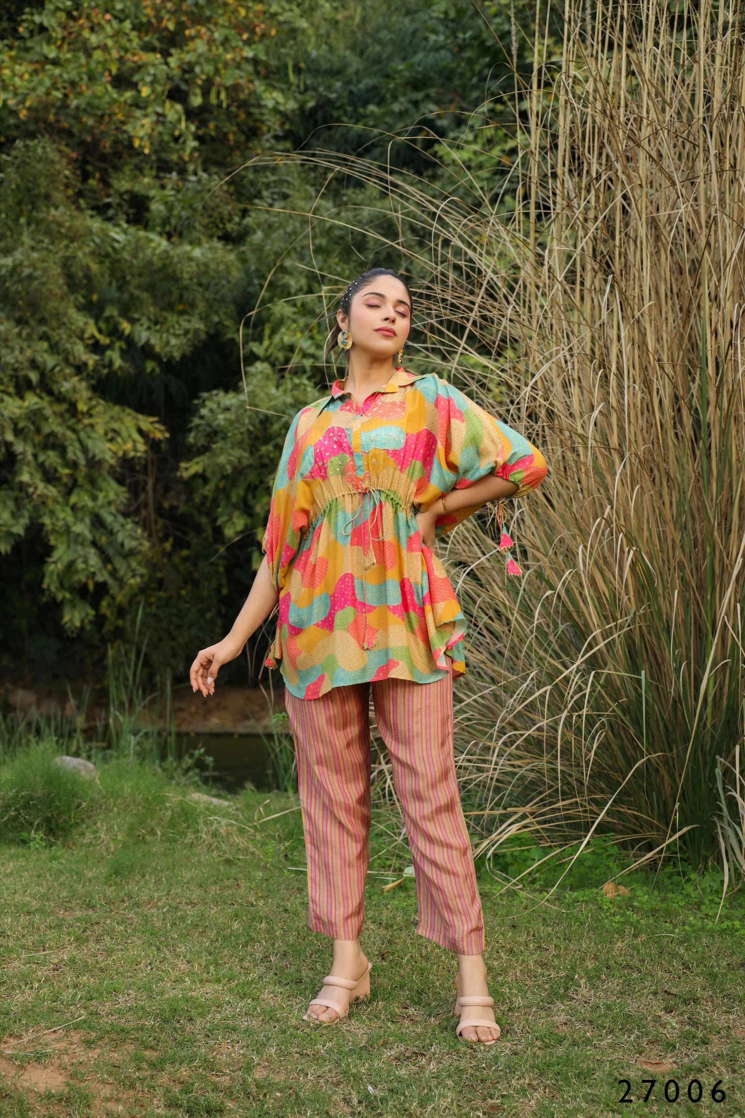 Anya Women's Casual Multi print Mull Cotton co-ord set