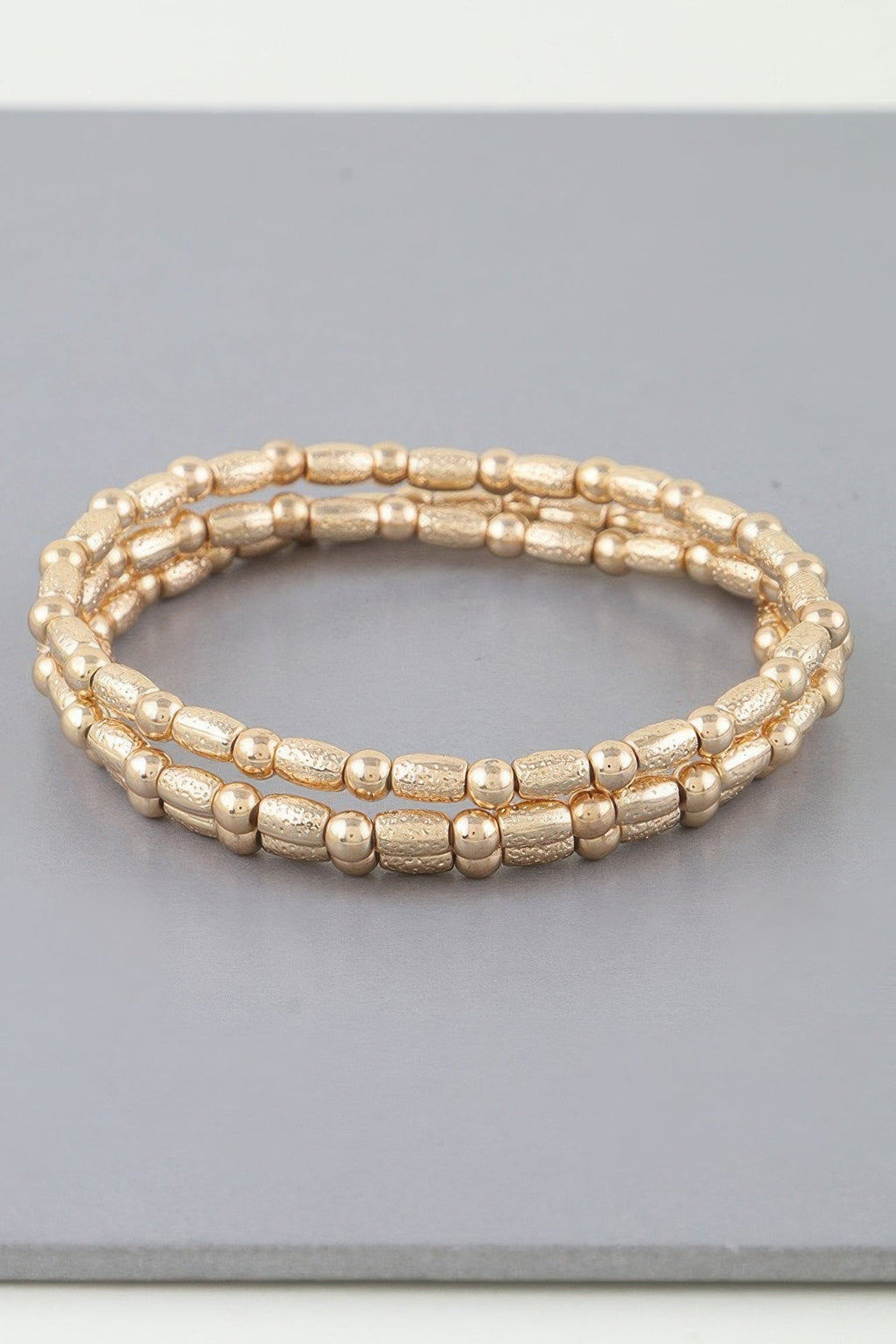 Triple Pillar Stone Beaded Bracelet