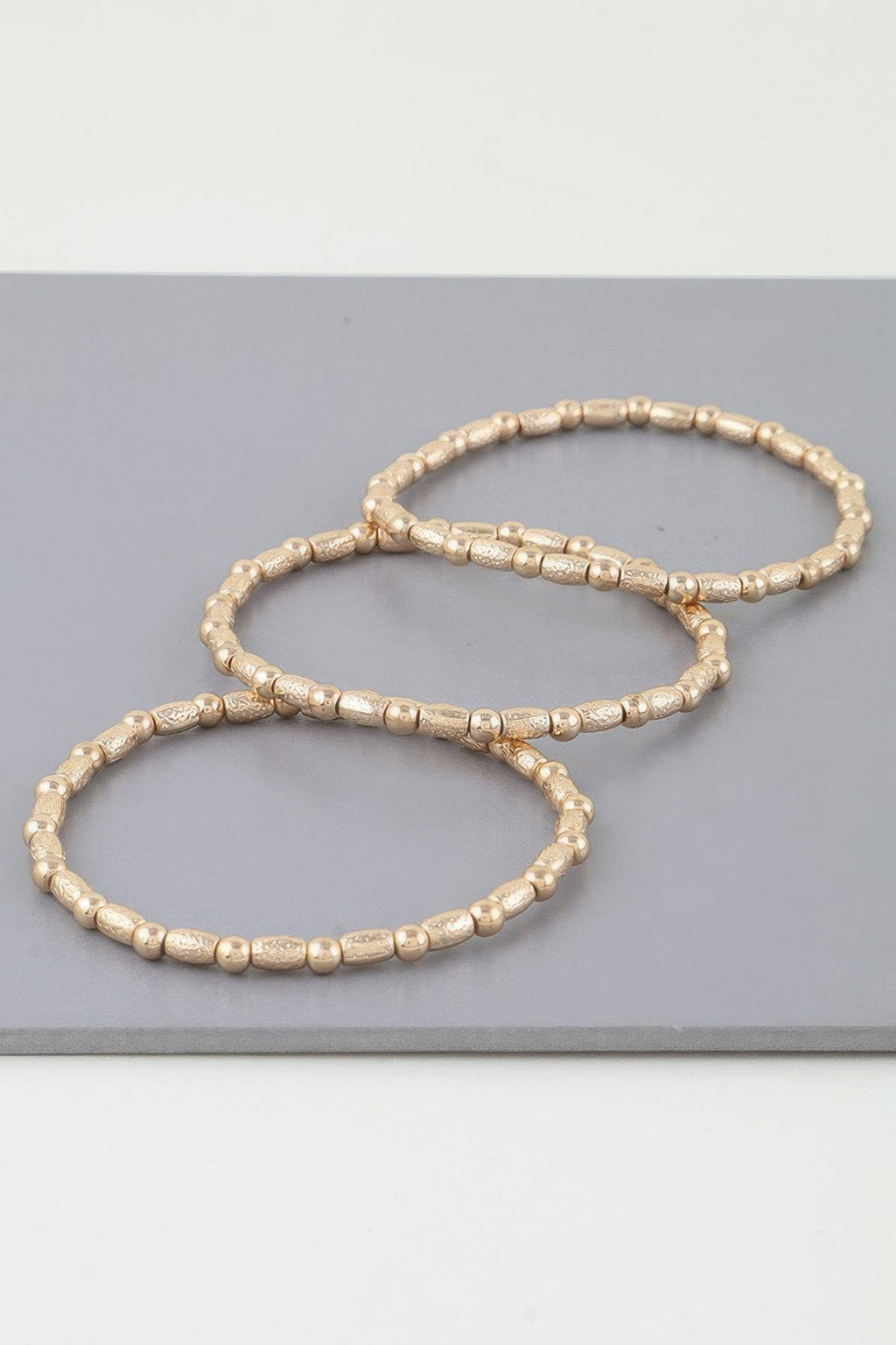Triple Pillar Stone Beaded Bracelet