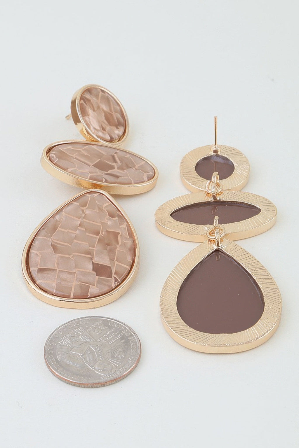 Multi Marble Brick Drop Earrings