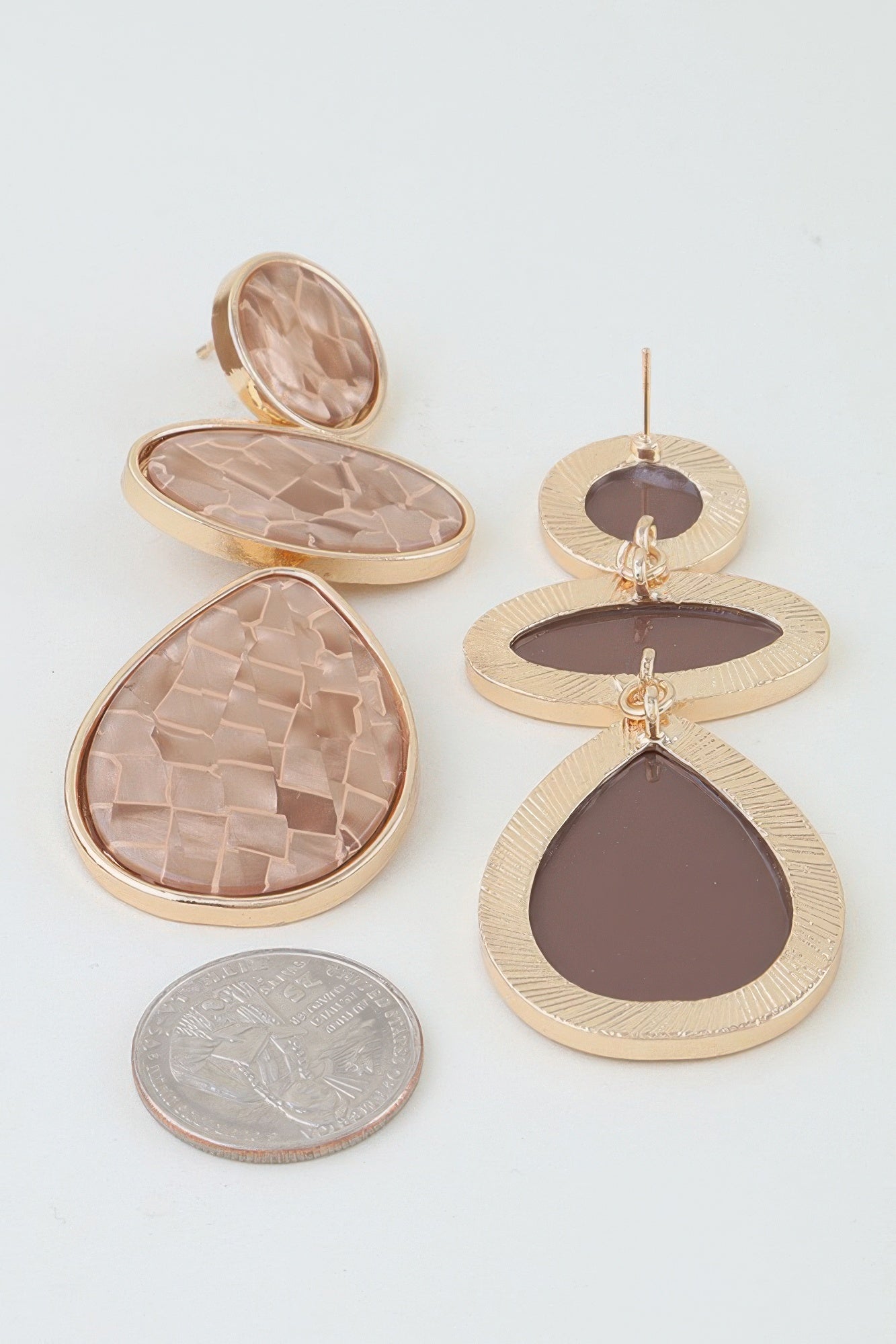 Multi Marble Brick Drop Earrings
