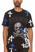 White Ride Or Die Graphic T-Shirt with Red and Black Cross Print - Image 4