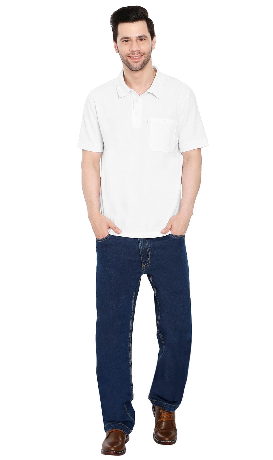 Men's Short Sleeve Pique Polo Shirt with Chest Pocket - Regular Fit