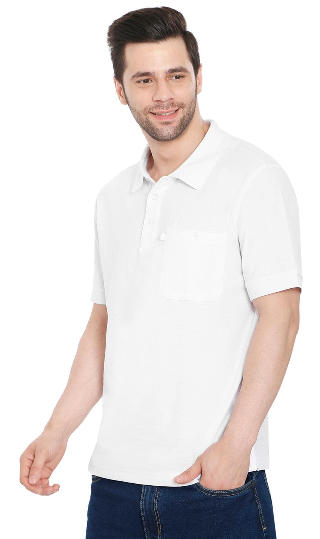 Men's Short Sleeve Pique Polo Shirt with Chest Pocket - Regular Fit