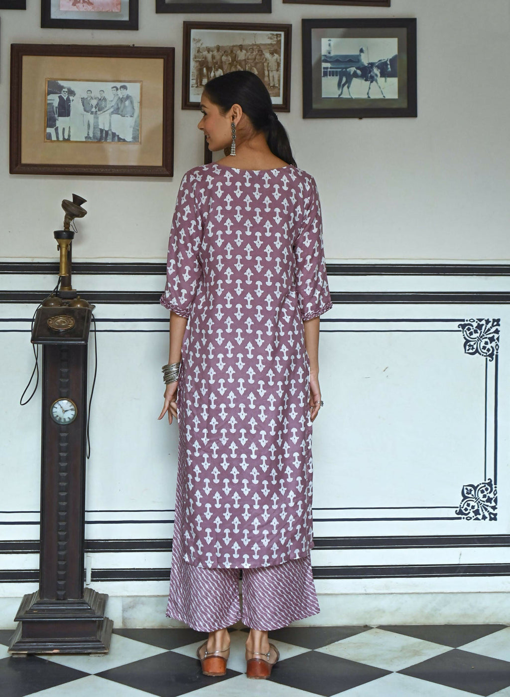 Women's Purple Pure Muslin A-Line Kurta Plazo Set with Digital Print