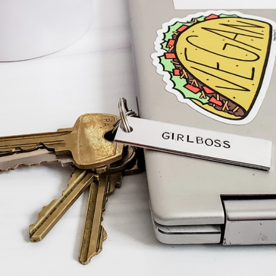Wild Child Hand-Stamped Metal Bar Keychain Silver - Image 4