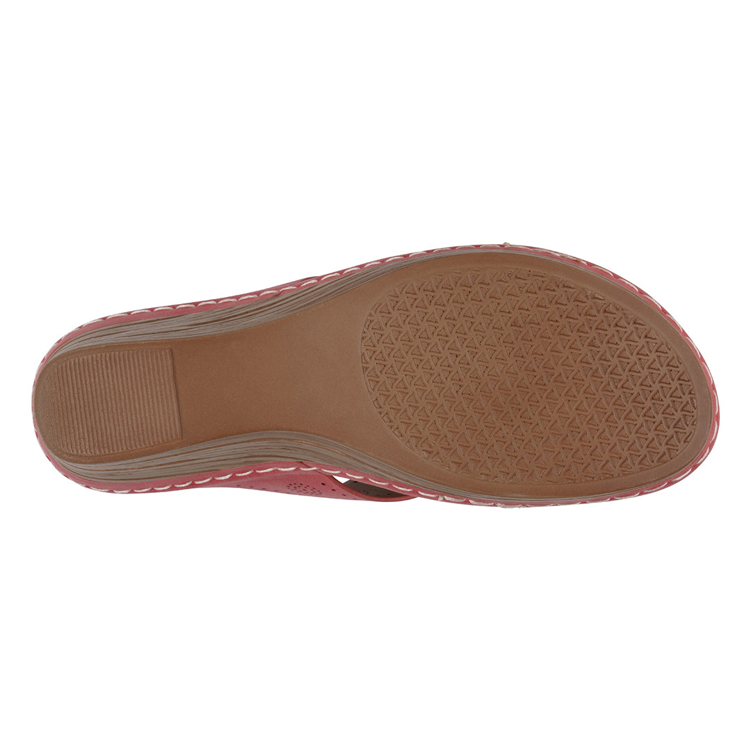 Willa Red Floral Wedge Sandals with Cushioned Insole
