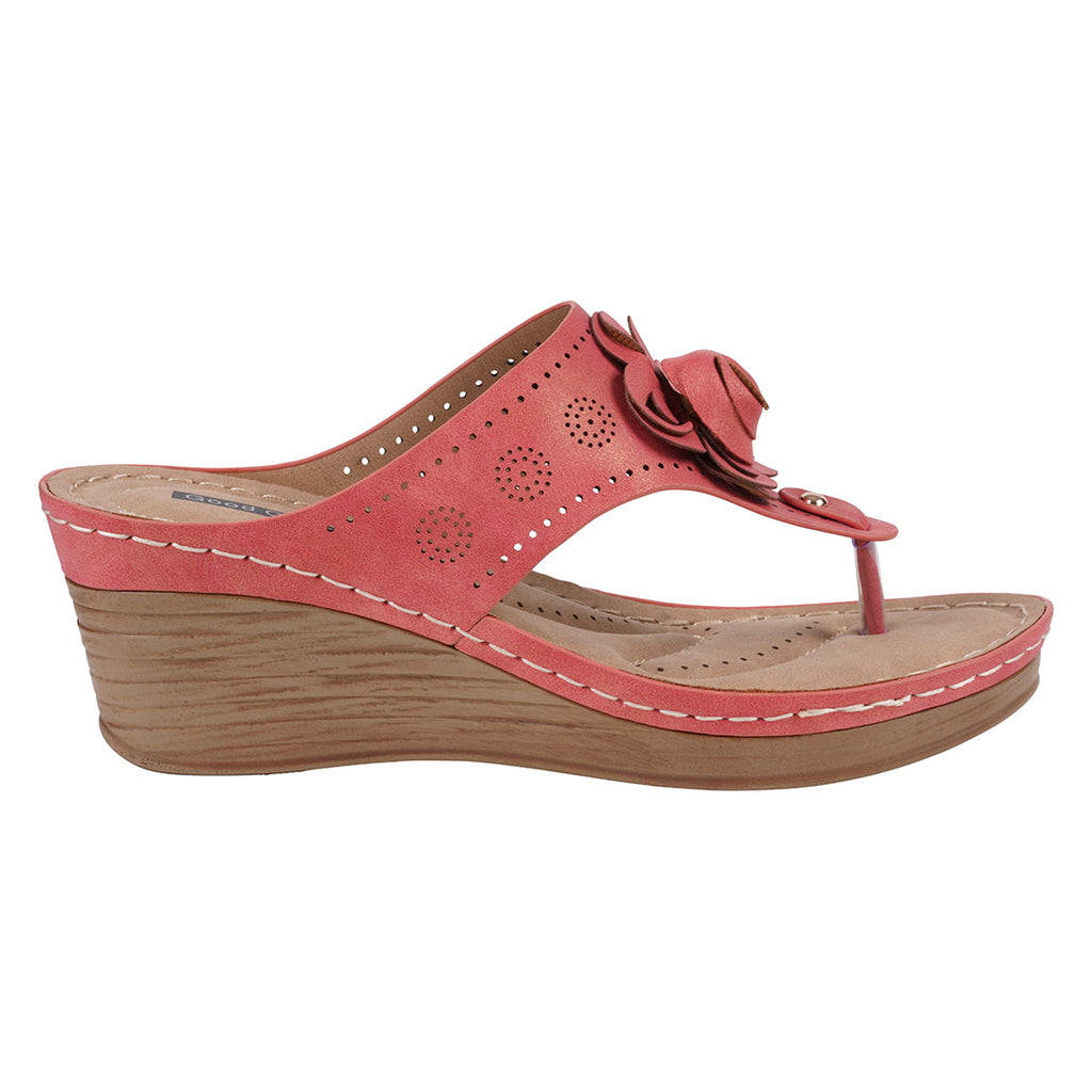 Willa Red Floral Wedge Sandals with Cushioned Insole