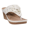 Women's Willa White Floral Wedge Sandals with perforated detail and cushioned insole