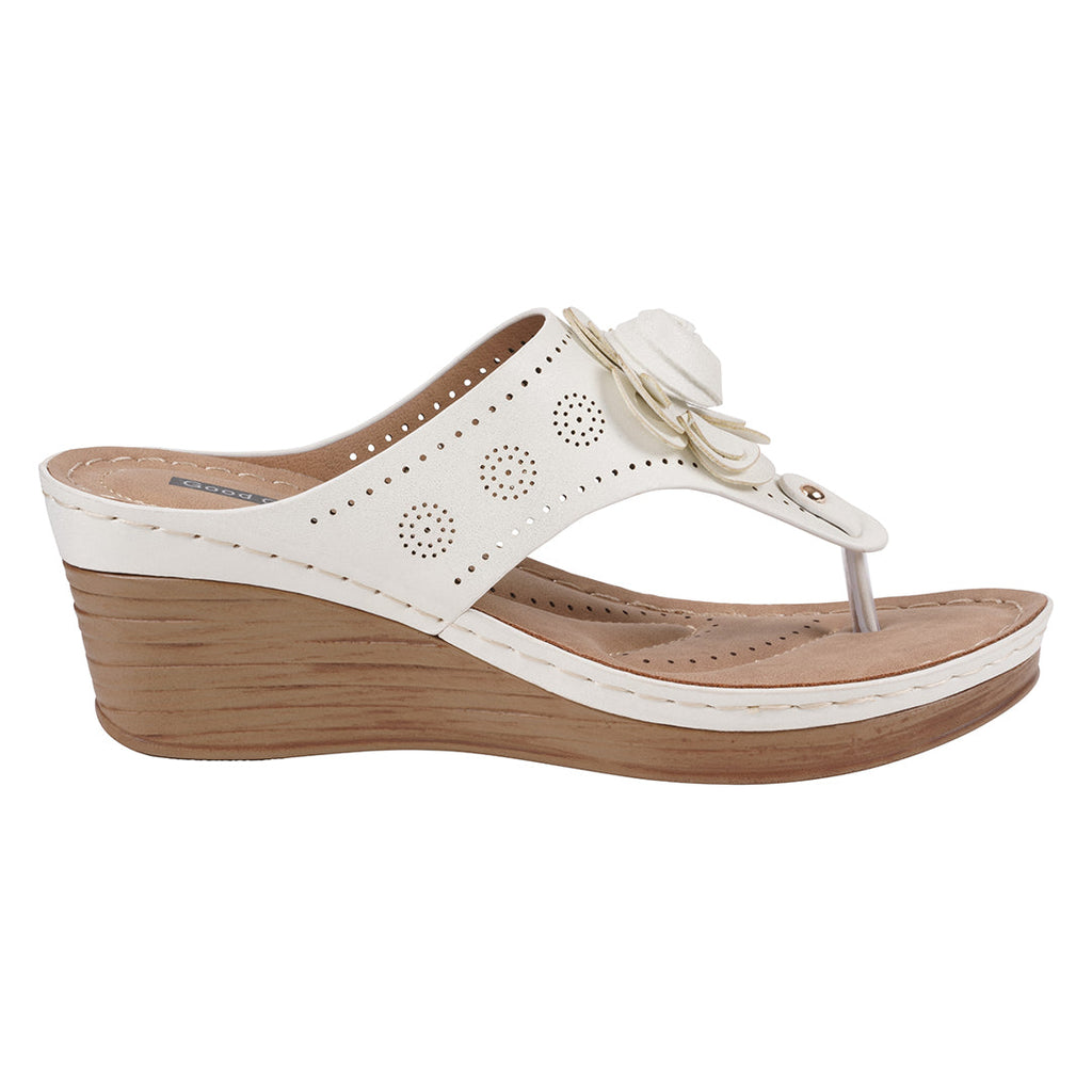 Willa White Floral Wedge Sandals for Women - Stylish Summer Shoes