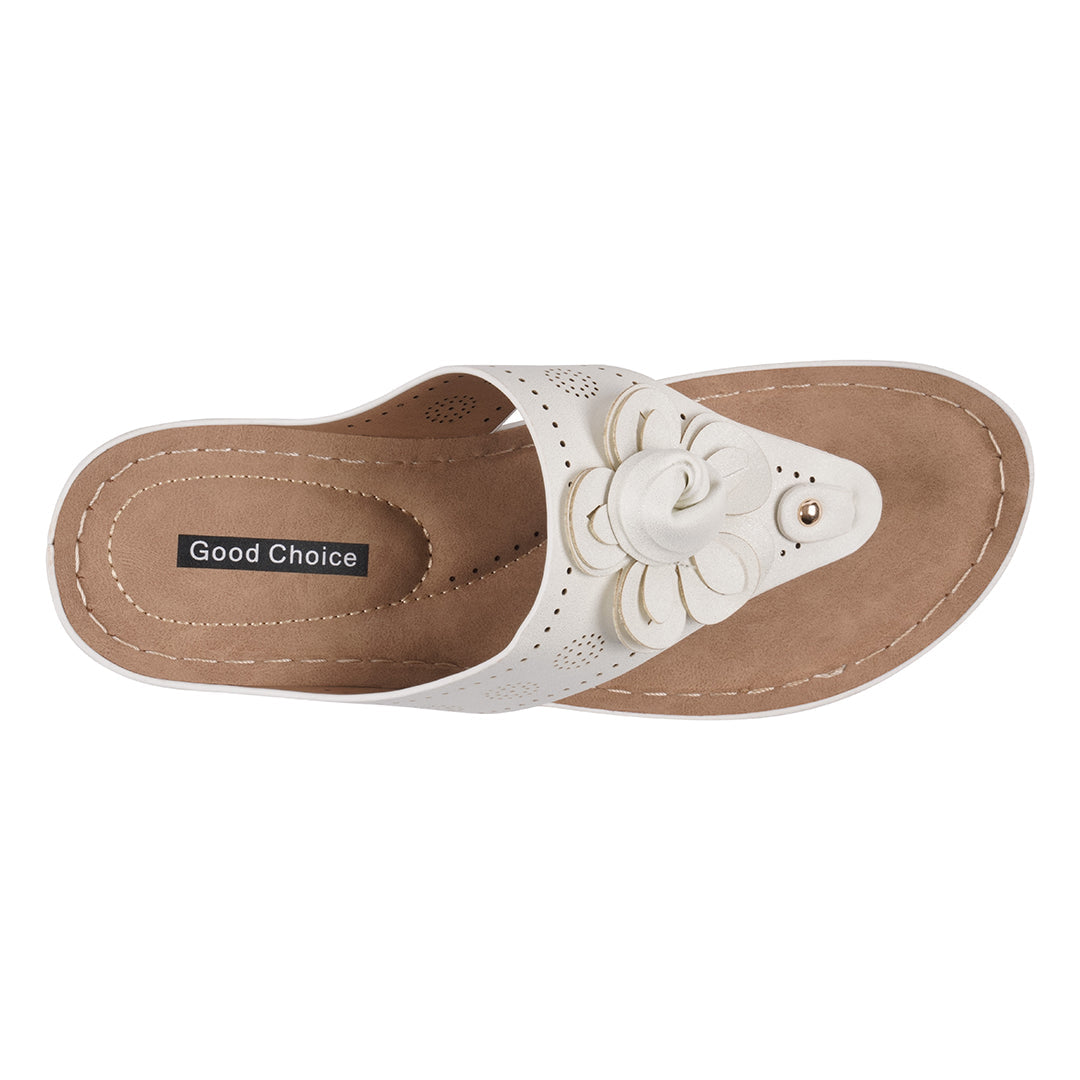 Willa White Floral Wedge Sandals for Women - Stylish Summer Shoes